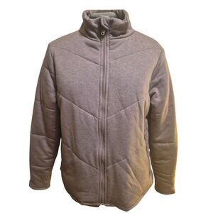 Three Dots Gray Quilted Full-Zip Jacket Size Medium